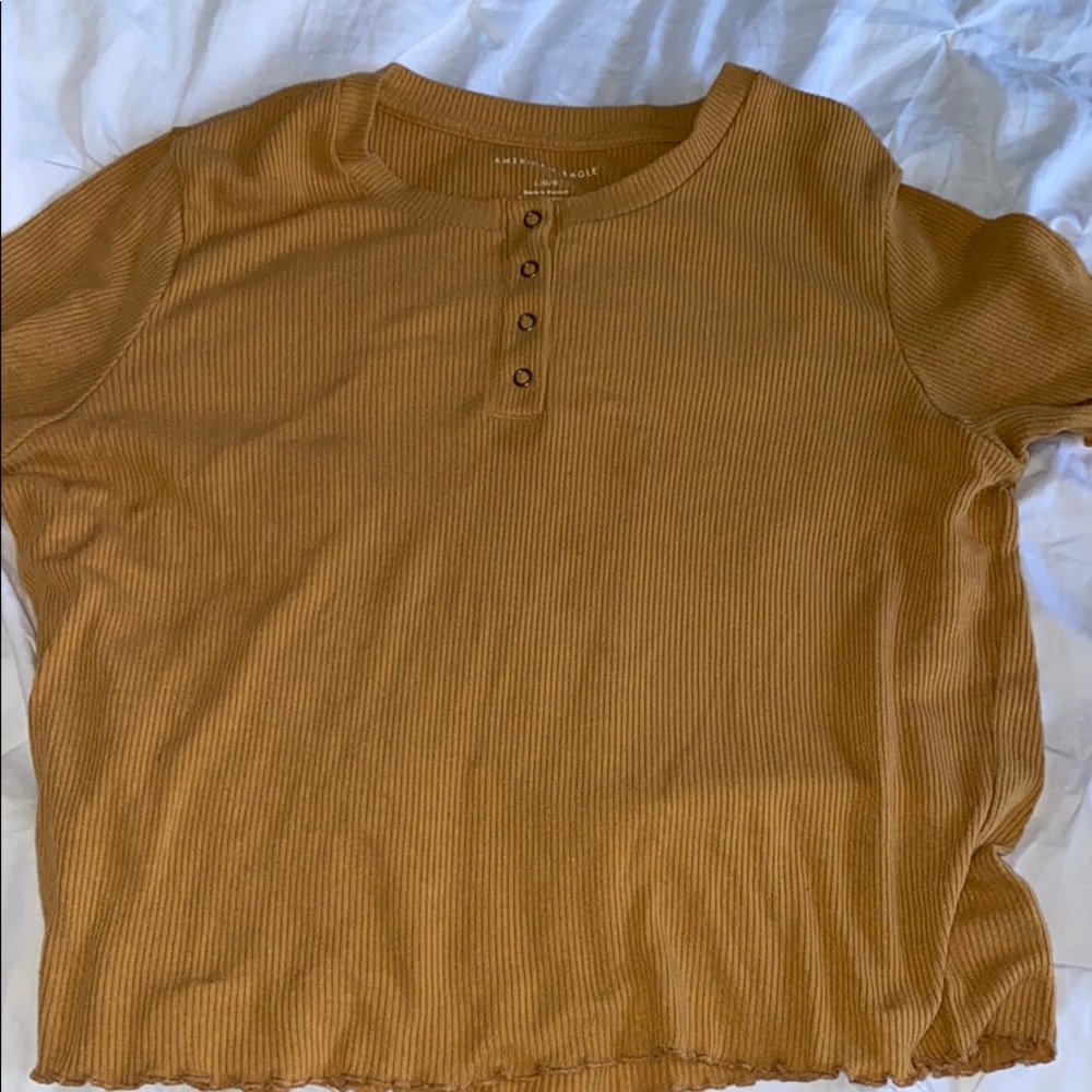 Yellow American eagle button down top